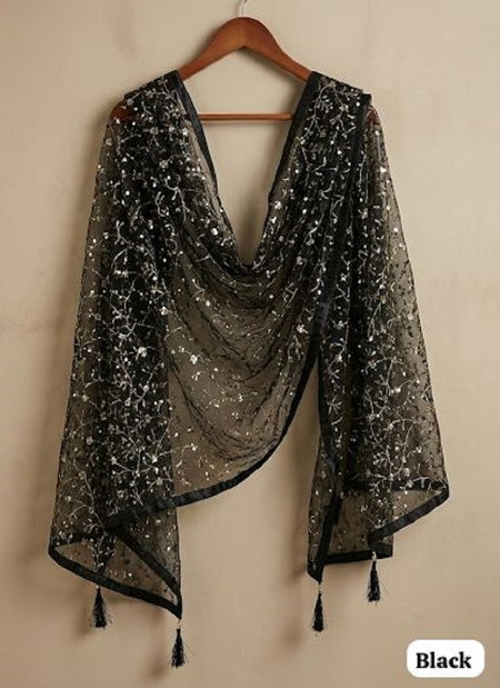 Tew Soft Net Beautiful Zari Sequence Embroidery Work Dupatta Wholesalers In Delhi